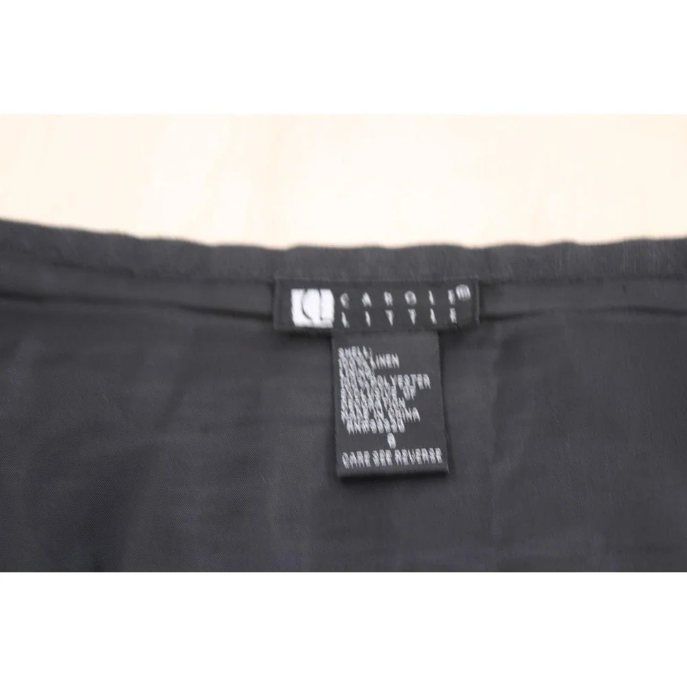 Carole Little Linen Skirt Wms 8 Black Floral‎ Embroidered Sequin A-Line Boho Y2K